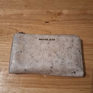 Michael Kors Silver Floral Wristlet